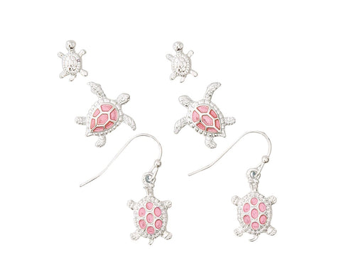 Earrings- Three Pink Turtles