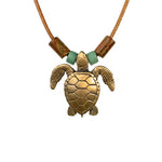 Bronze Turtle Necklace with Beads