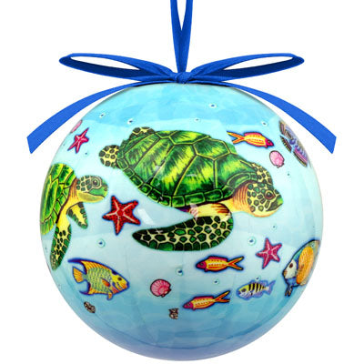 Ornament- "The Turtle Hospital" Ball with  Sea Life  3"