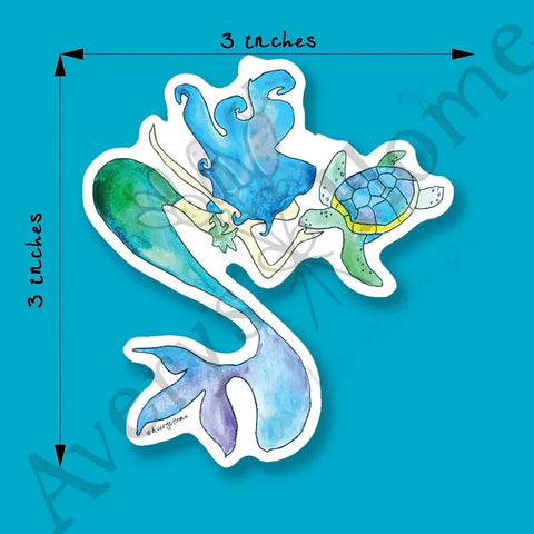 Sticker- Mermaid with Turtle