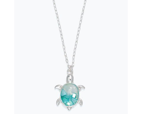 Necklace- Silver Aqua Shell