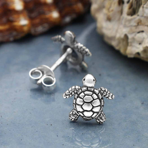 Earrings- Recycled Silver Baby Sea Turtle Studs
