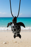 Glass Pendant - Black and White Sea Turtle