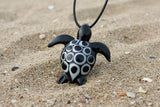 Glass Pendant - Black and White Sea Turtle