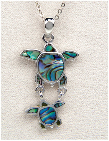 Necklace- Abalone Turtle Duo