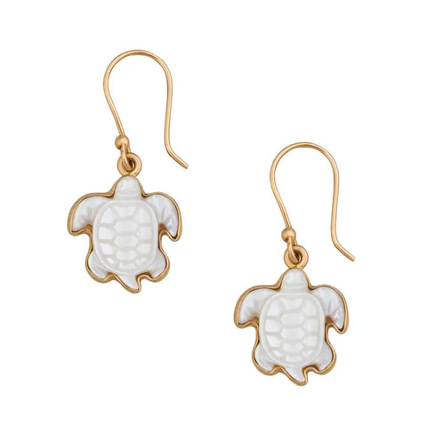 Earrings- Mother of Pearl Turtle Dangles