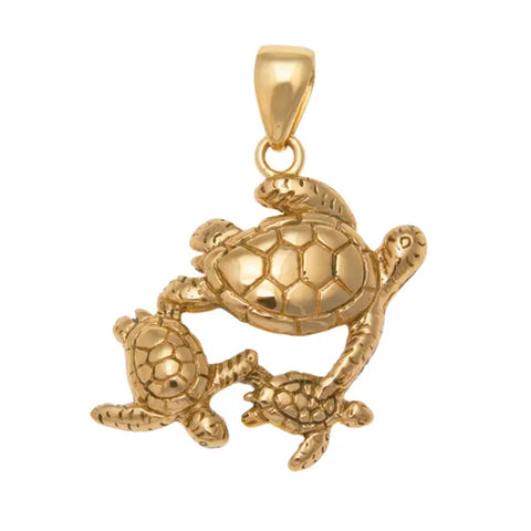 Pendant- Turtle Trio Golden