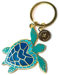 Keychain- Blue Heart Turtle