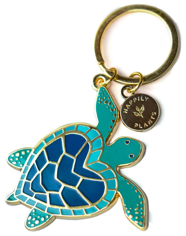 Keychain- Blue Heart Turtle