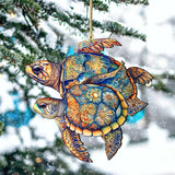 Ornament- Wooden Turtle Duo