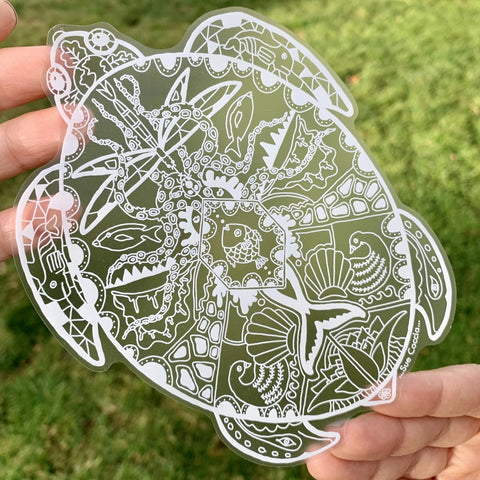 Sticker- White Stencil Sea Turtle Sticker