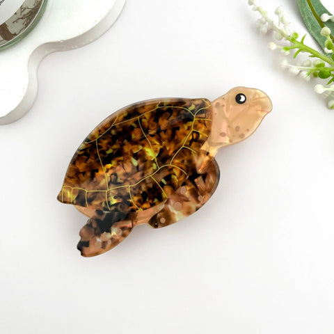 Hair Claw- Brown Turtle
