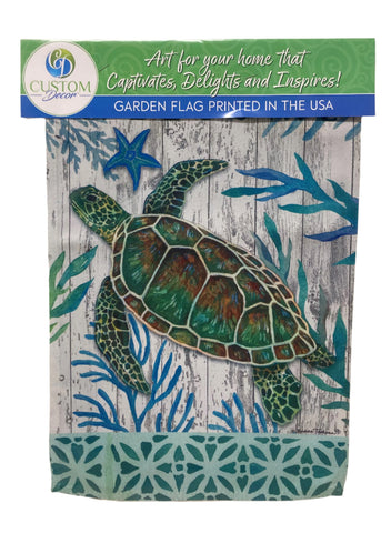 Garden Flag- Watercolor Turtle