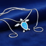 Necklace- Sterling Silver Blue Tortuga