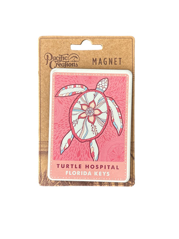 Pink Floral Turtle Magnet