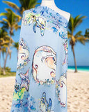 Scarf- Mermaid Turtles Blue