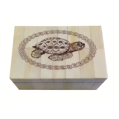 Jewelry Box- L Scrimshaw Turtle