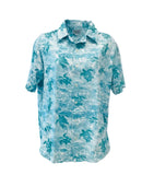 Shirt - Short Sleeve Button Front Teal Turtles
