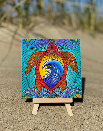 Tile- Waves Of Turtle 4.25"x4.25"