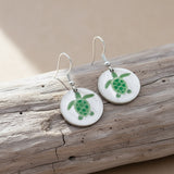 Earrings- Green Enamel Turtle