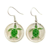 Earrings- Green Enamel Turtle