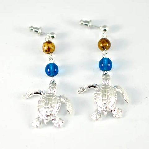 Earrings- Beaded Hatchling Turtle