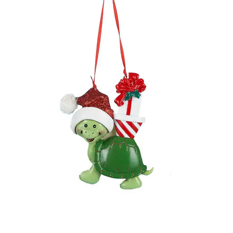 Santa Turtle with Presents Ornament