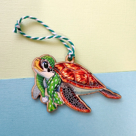 Ornament- Cozy Green Sea Turtle