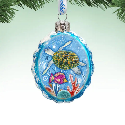 Ornament- Oval Green Sea Turtle