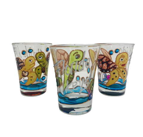 Shot Glass - Hand Painted Turtles