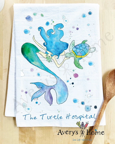 Dish Towel- Mermaid & Turtle