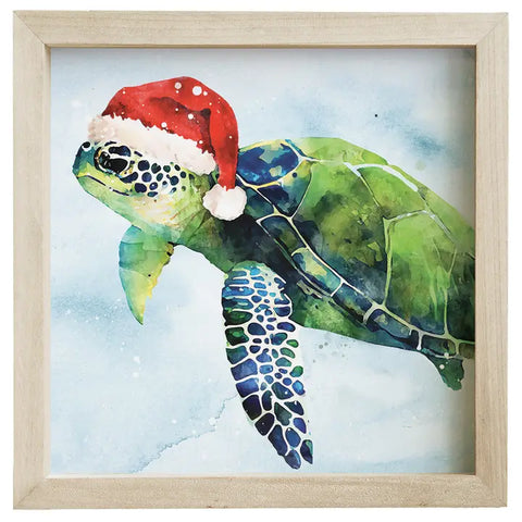 Wall Art- Santa Green Sea Turtle