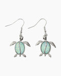 Periwinkle Aqua inlay Sea Turtle Earrings
