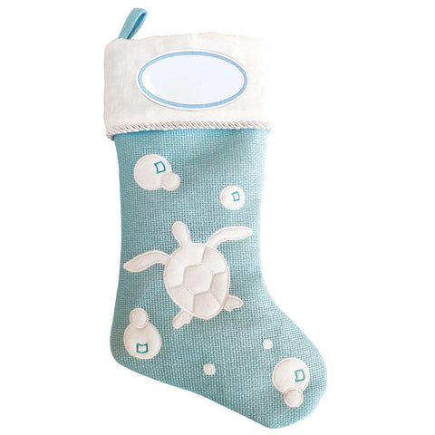 Blue Burlap Stocking