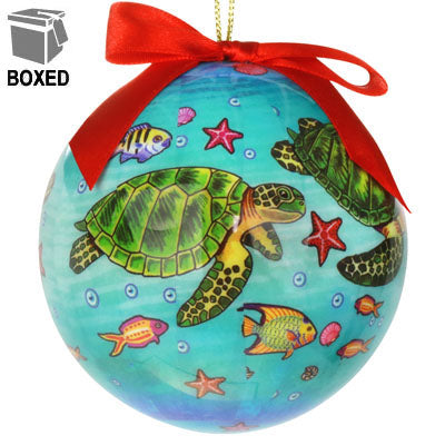 Ornament Blue Ball-Turtles in Ocean