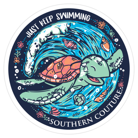 Just Keep Swimming Turtle Sticker